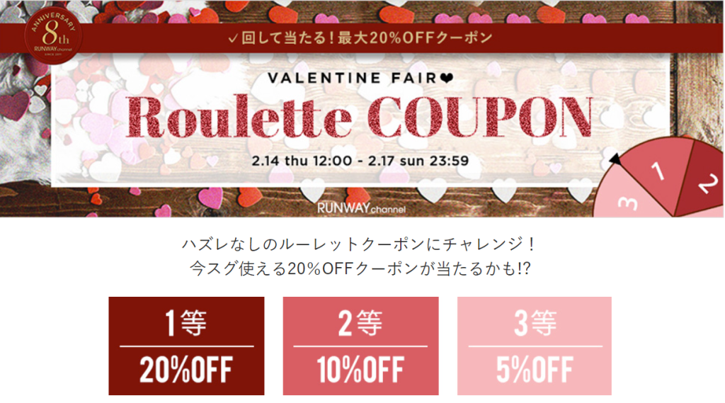 ランウェイチャンネルのバレンタインクーポン